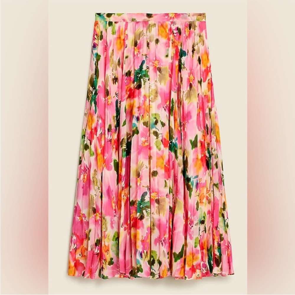 NWT J. Crew Gwyneth Pleated Floral Pink Skirt XS